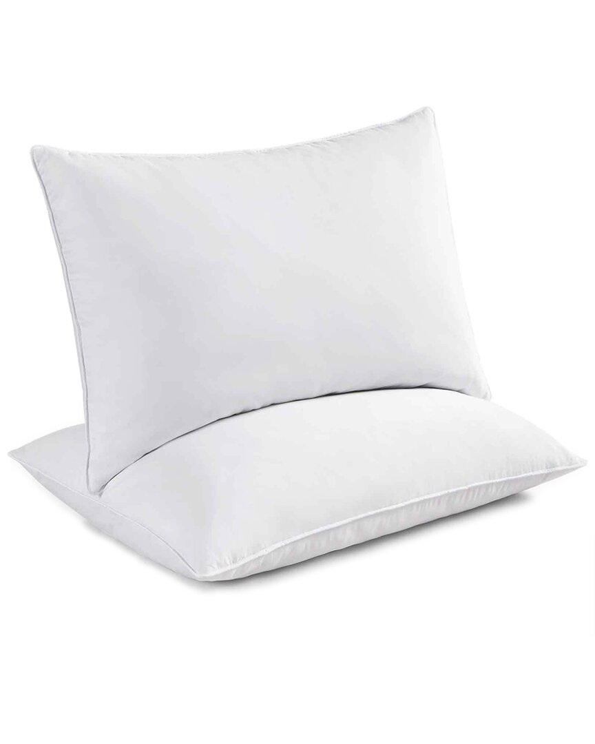 Unikome 2pk Goose Down And Feather Bed Pillows In White