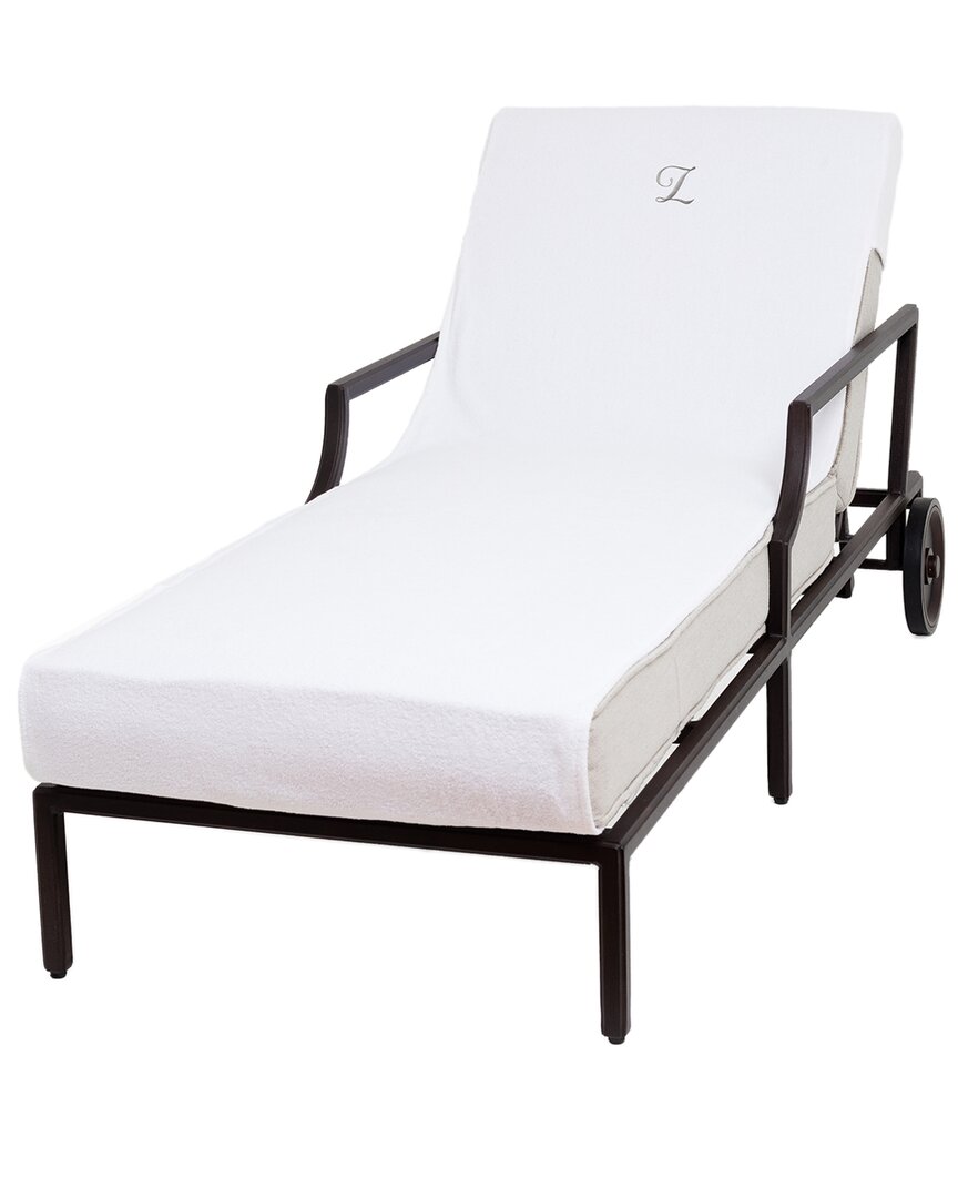 Linum Home Textiles Chaise Lounge Cover-(monogram A-z) In White