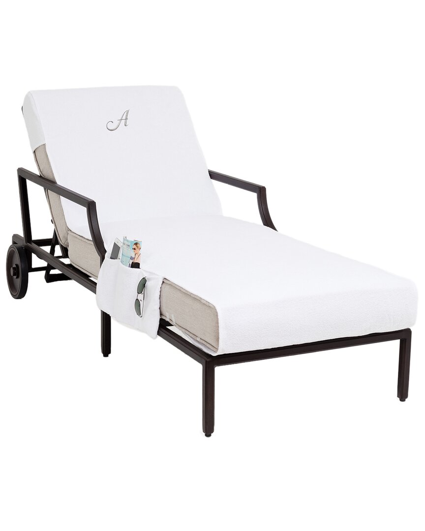 Linum Home Textiles Chaise Lounge Cover-(monogram A-z) In White