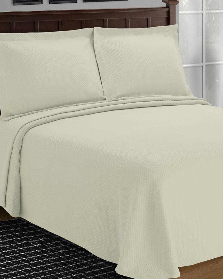 SUPERIOR SUPERIOR JACQUARD MATELASSE DIAMOND SOLITAIRE 3PC COTTON BEDSPREAD SET