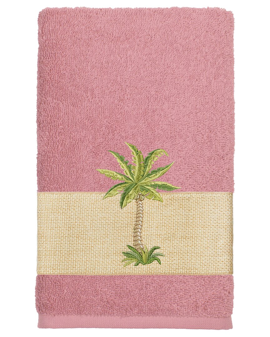 Linum Home Textiles Turkish Cotton Colton Embellished Hand Towel In Rose