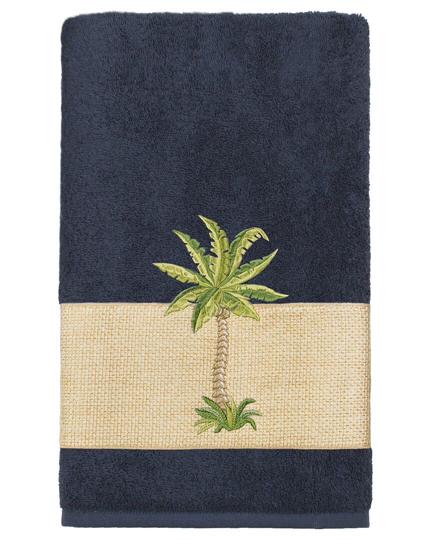 Linum Home Textiles Turkish Cotton Colton Embellished Bath Towel In Blue