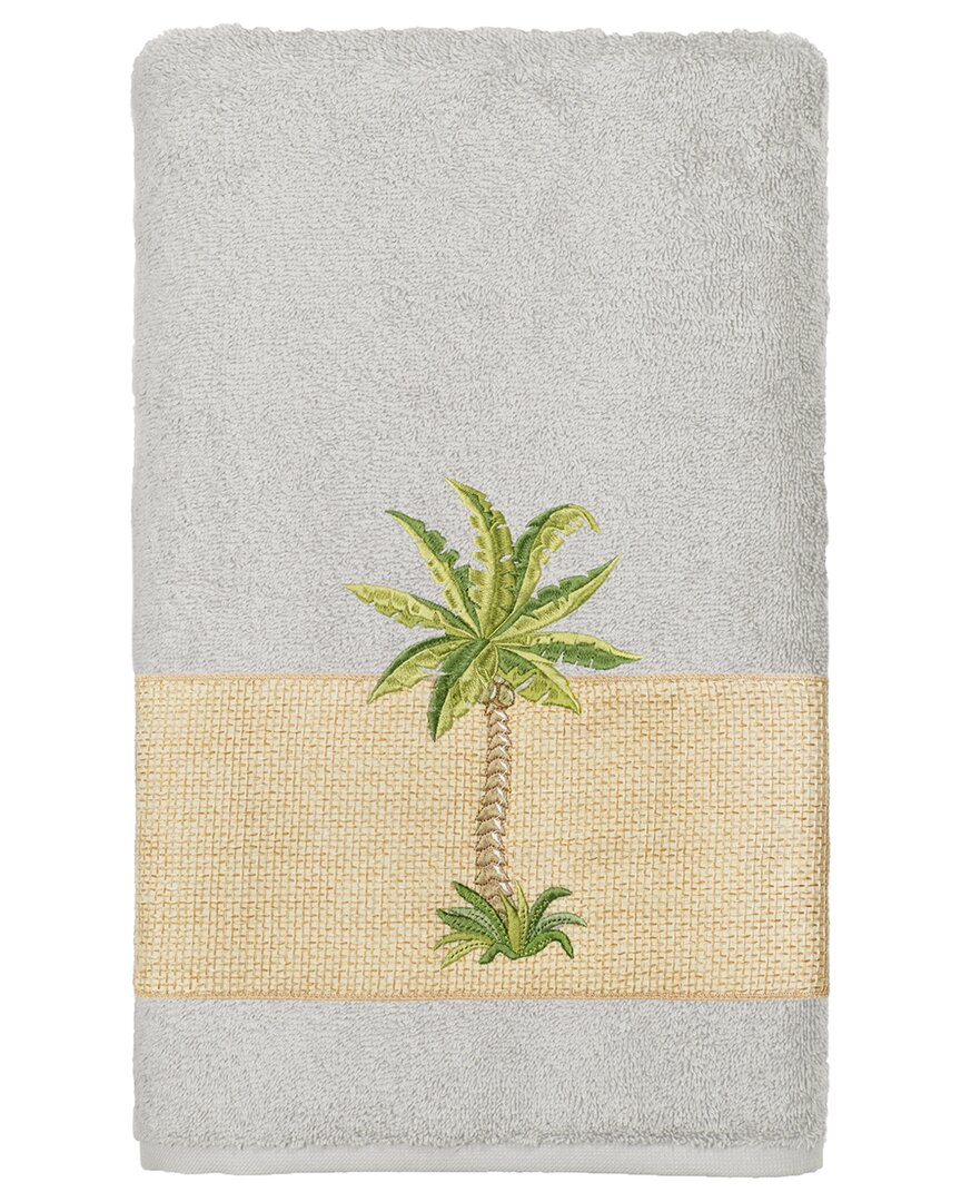 Linum Home Textiles Turkish Cotton Colton Embellished Bath Towel In Grey