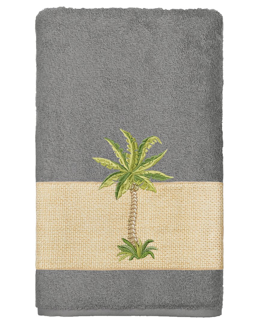 Linum Home Textiles Turkish Cotton Colton Embellished Bath Towel In Grey