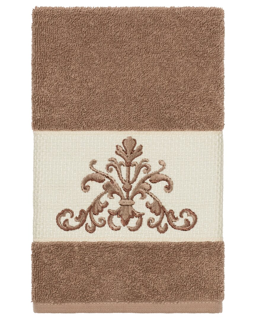 Linum Home Textiles Turkish Cotton Scarlet Embellished Hand Towel In Beige