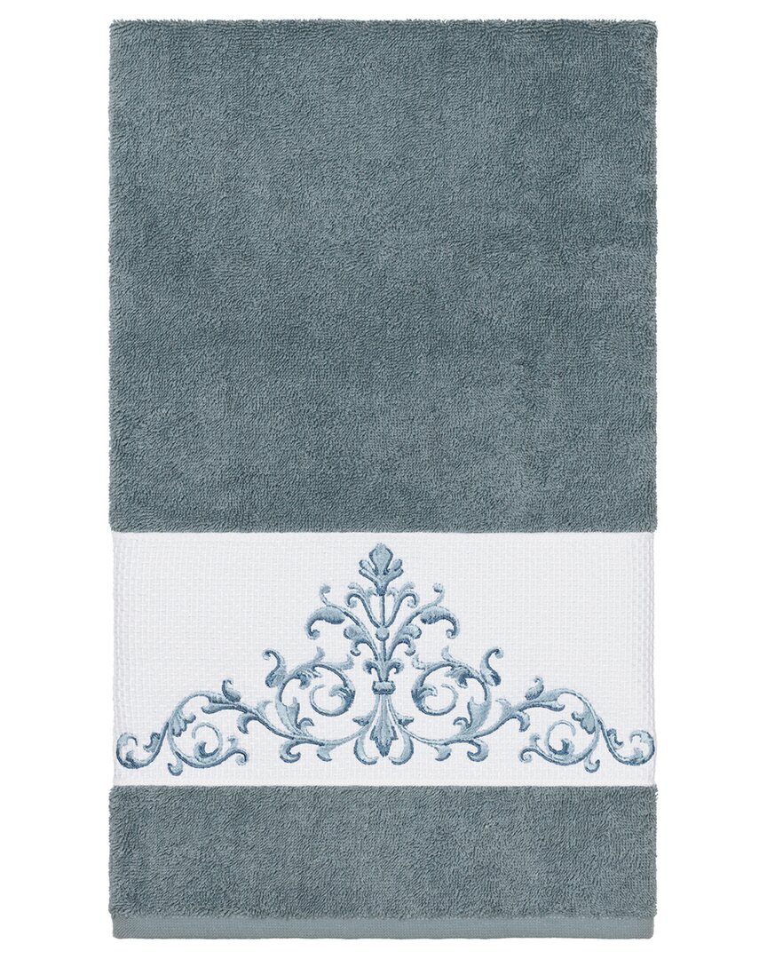 Linum Home Textiles Turkish Cotton Scarlet Embellished Bath Towel In Teal