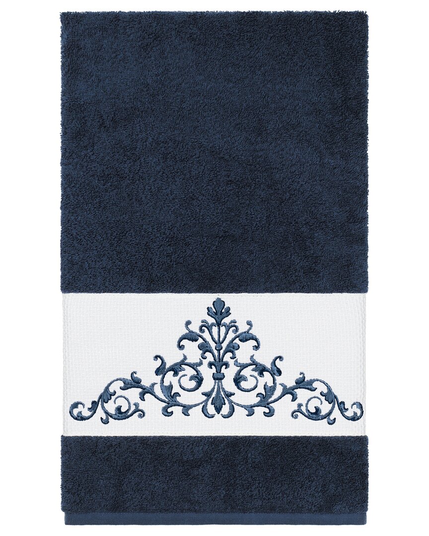 Linum Home Textiles Turkish Cotton Scarlet Embellished Bath Towel In Blue