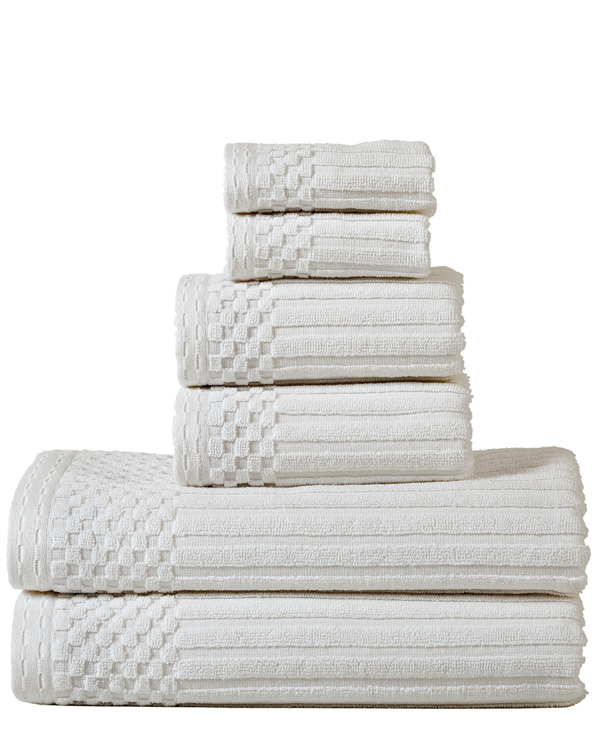 Superior Soho Checkered Border Cotton 6 Piece Towel Set Bedding