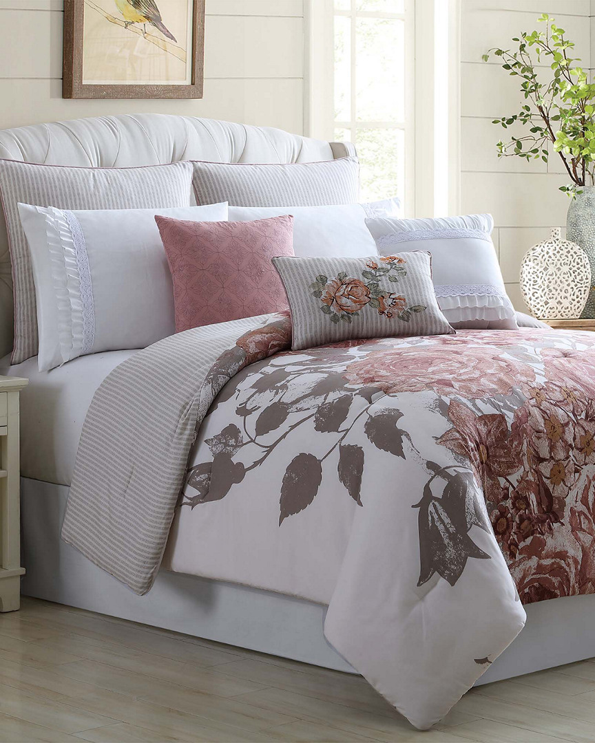 Modern Threads Rose Farmhouse 8-piece Embellished Comforter Set In White