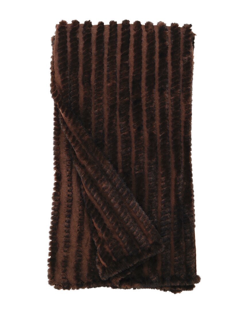Donna Salyers Fabulous-furs Faux Fur Knitted Throw In Brown