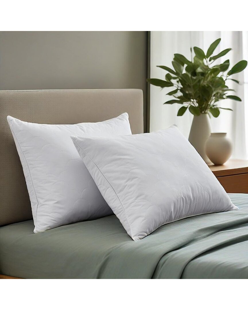Unikome Set Of 2 Premium Medium Feather Quilted Bed Pillow With Soft Cover