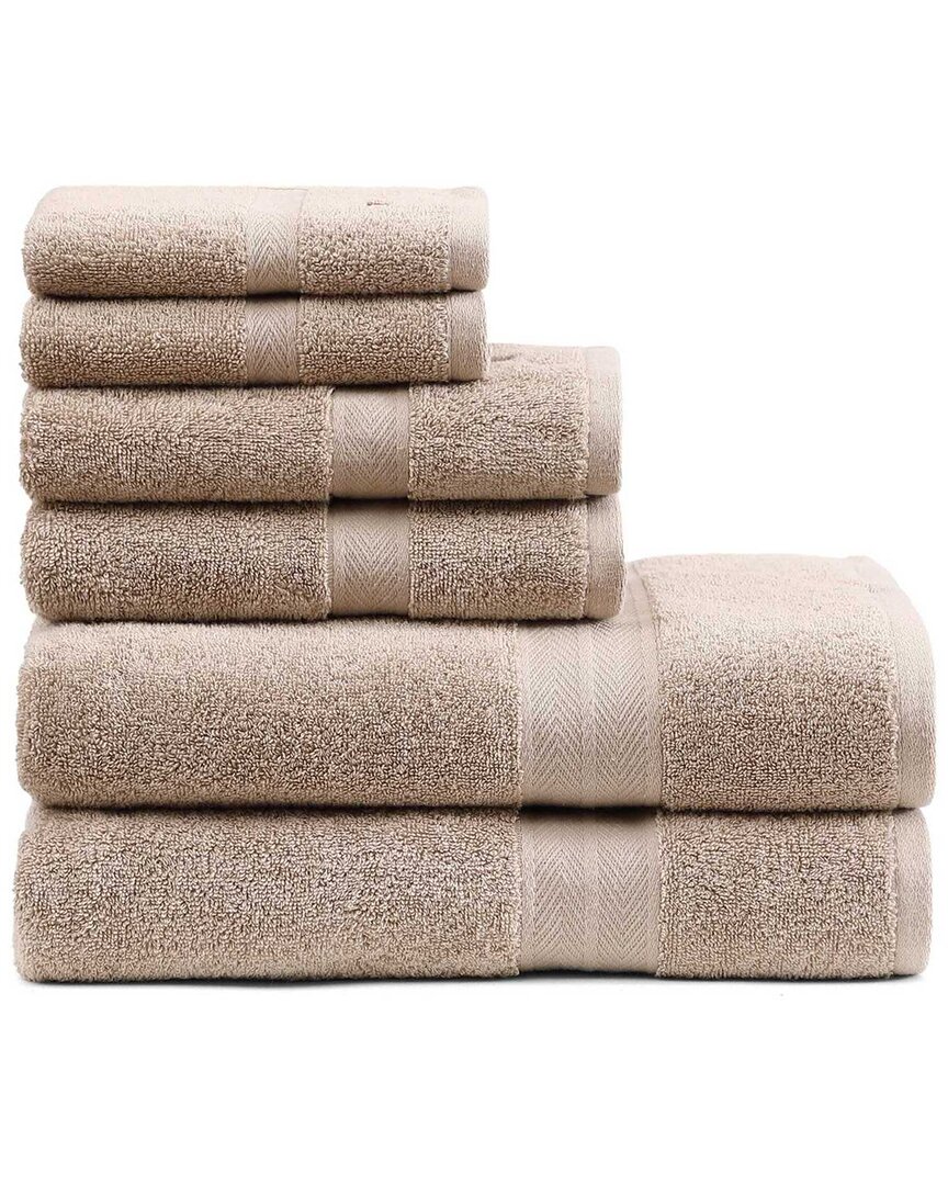 Tommy Hilfiger 200 Thread Count Modern American Solid Carded Cotton Z-twist 6pc Towel Set In Neutral