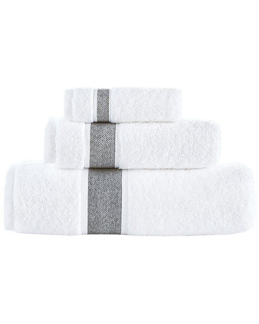 Brooks Brothers Ottoman Rolls 3pc Towel Set In Silver