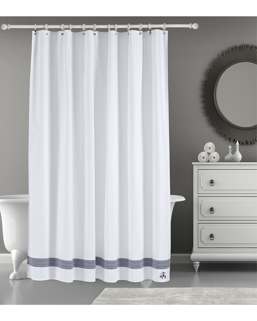 Brooks Brothers Ottoman Rolls Shower Curtain In Silver