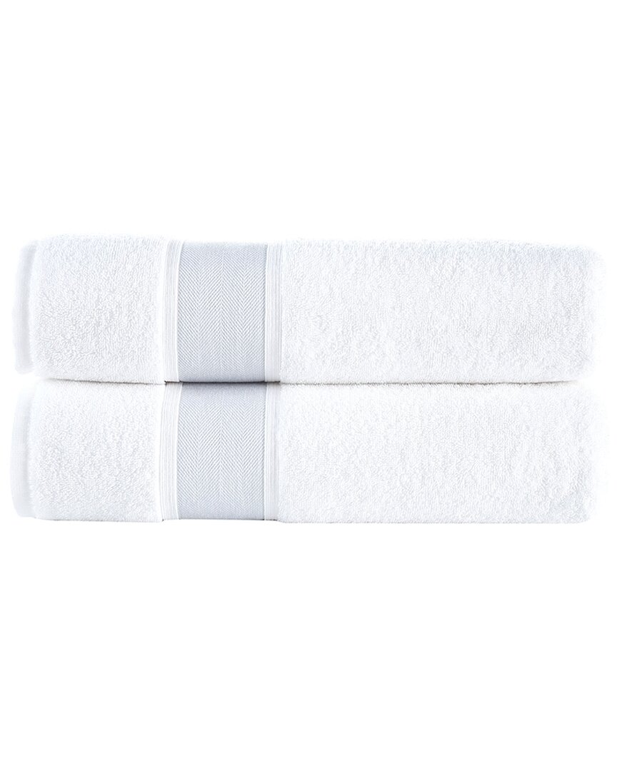 Brooks Brothers Ottoman Rolls 2 Pcs Bath Towels In Silver