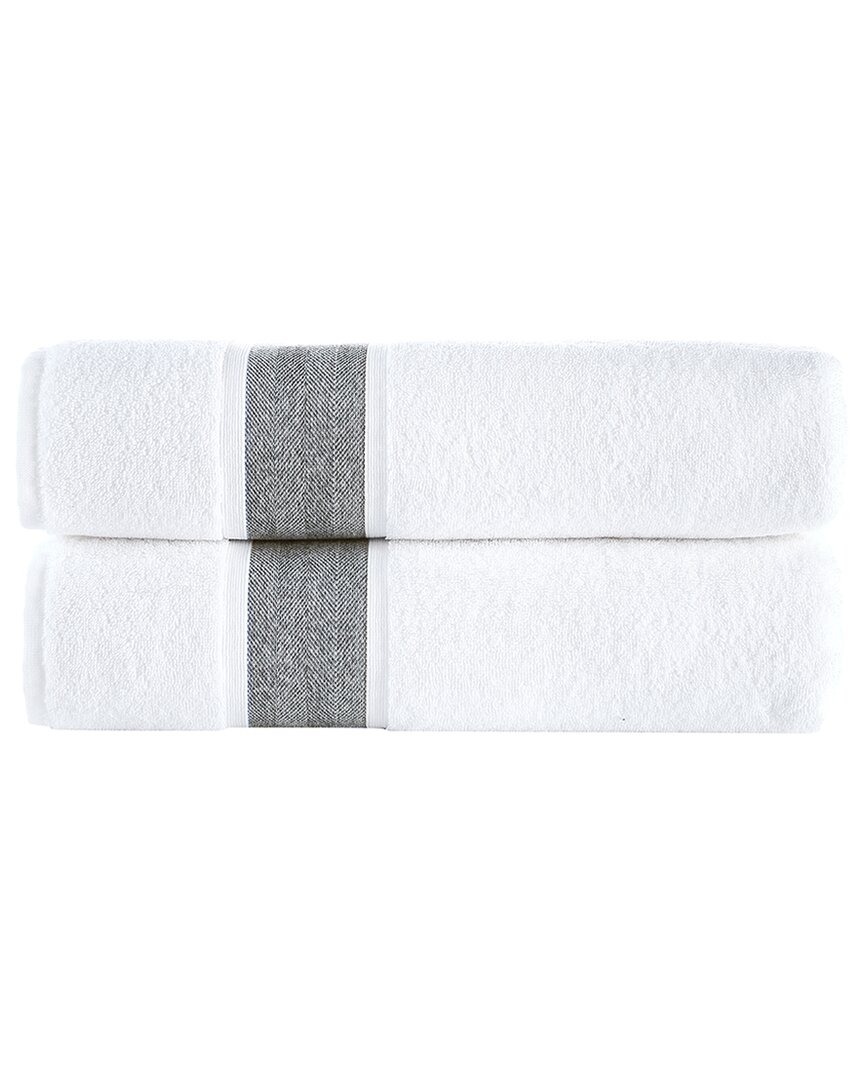 Brooks Brothers Ottoman Rolls 2pc Bath Sheets In Silver