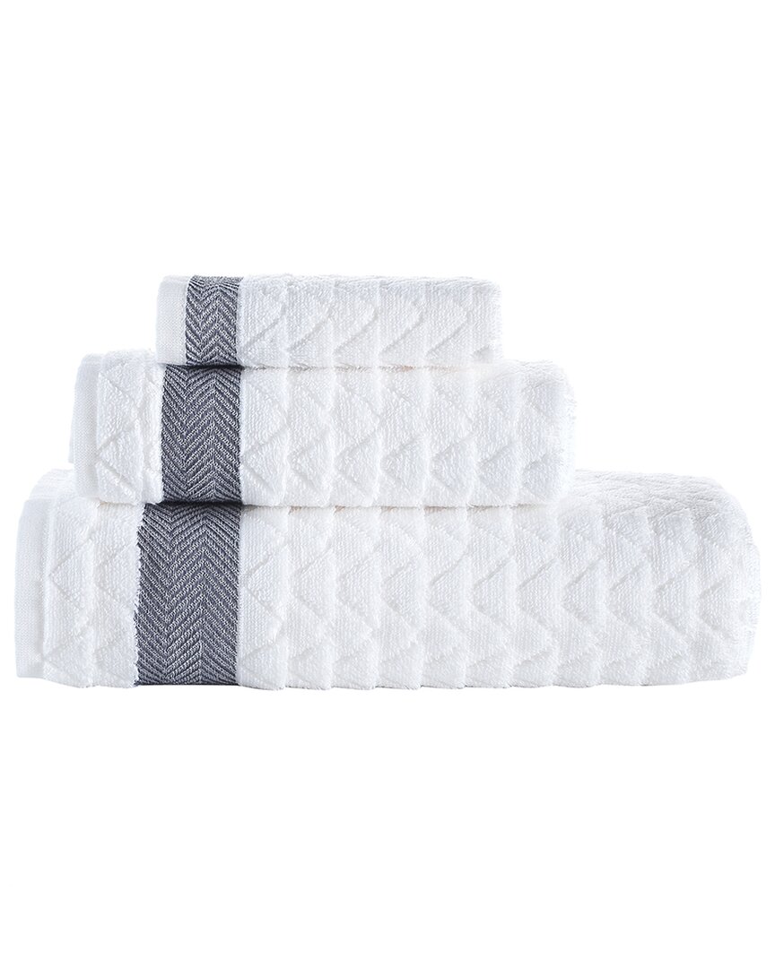 Brooks Brothers Herringbone 3pc Towel Set In White