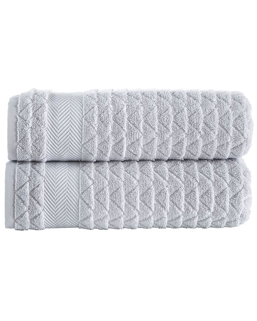 Brooks Brothers Herringbone 2pc Bath Towels In Silver