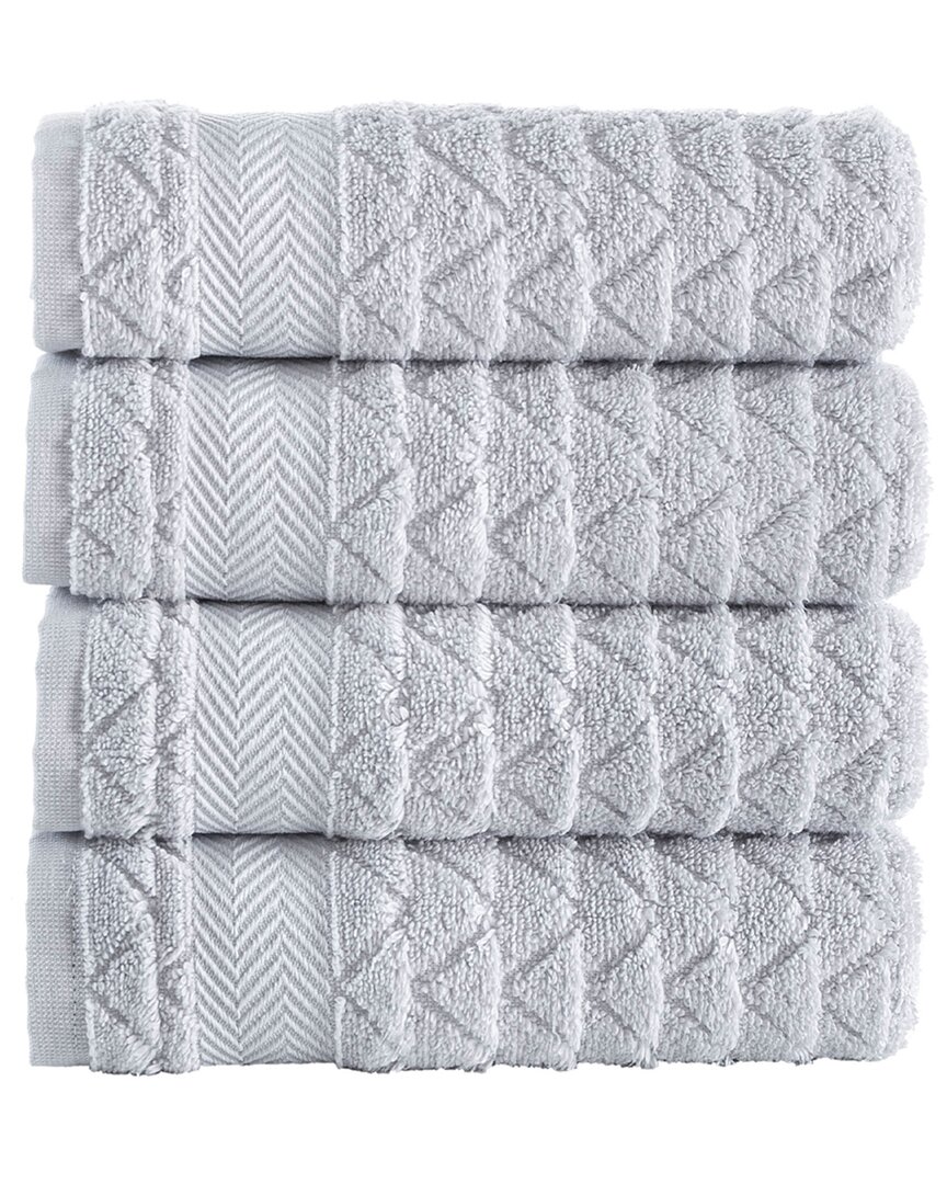 Brooks Brothers Herringbone Cotton 4-pack Hand Towels In Silver