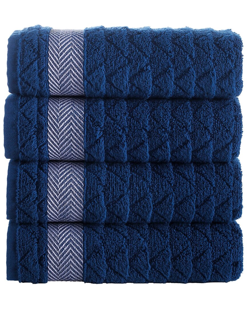 Brooks Brothers Herringbone 4pc Hand Towels In Navy
