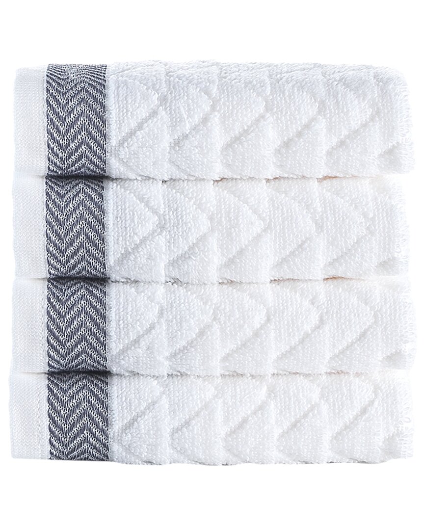 Brooks Brothers Herringbone 4pc Wash Towels In White