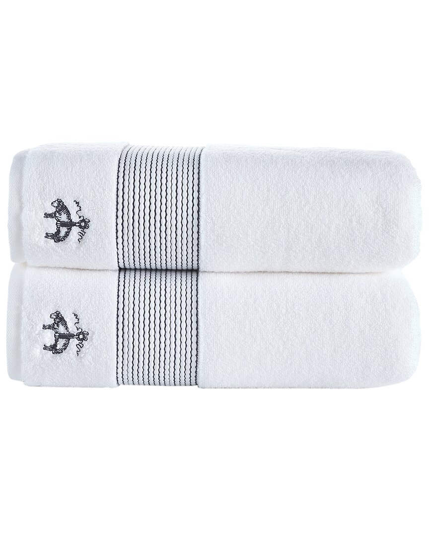 Brooks Brothers Rope Stripe Border 2 Pcs Bath Towels In Silver