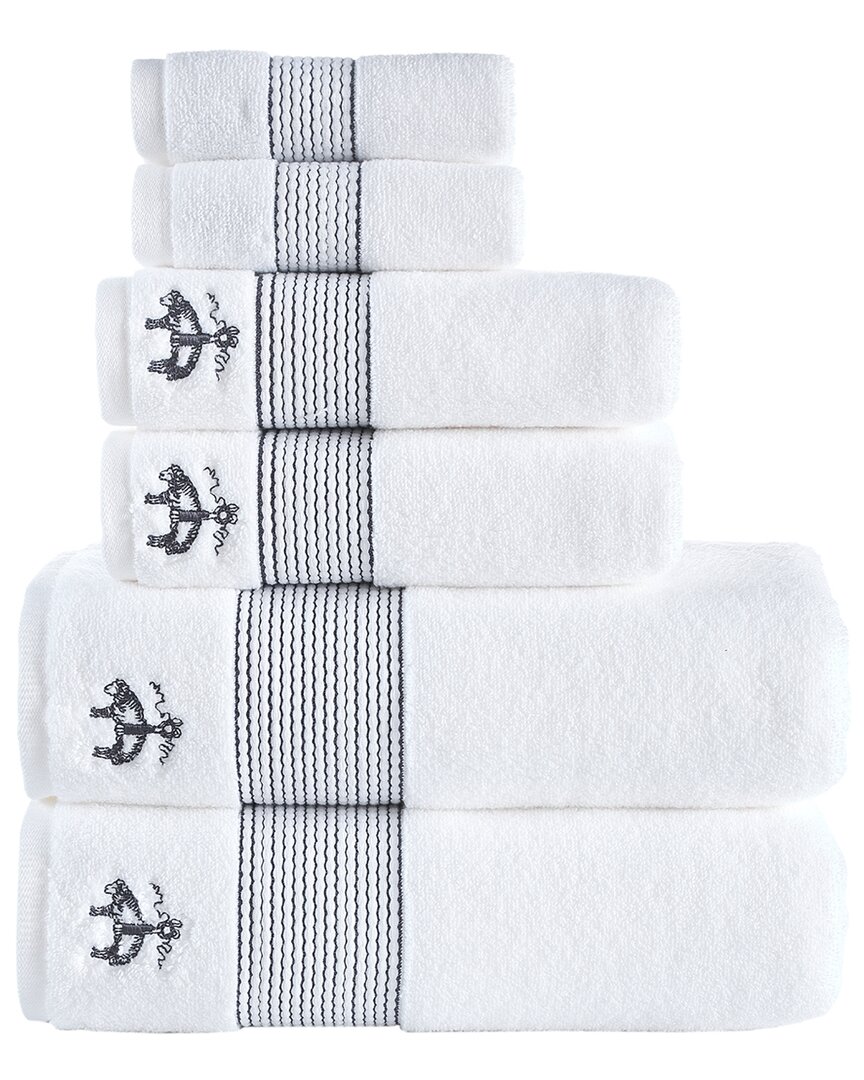 Brooks Brothers Rope Stripe Border 6pc Towel Set In Silver