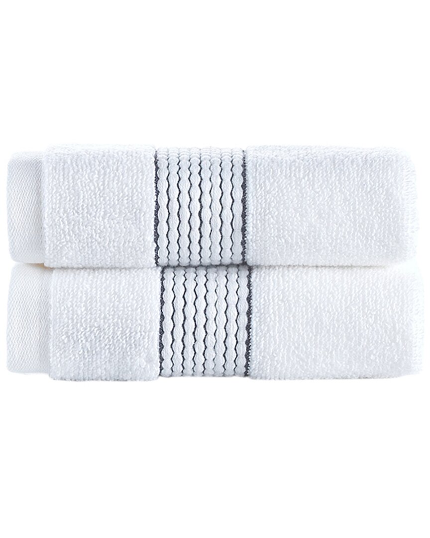 Brooks Brothers Rope Stripe Border 2pc Wash Towels In Silver