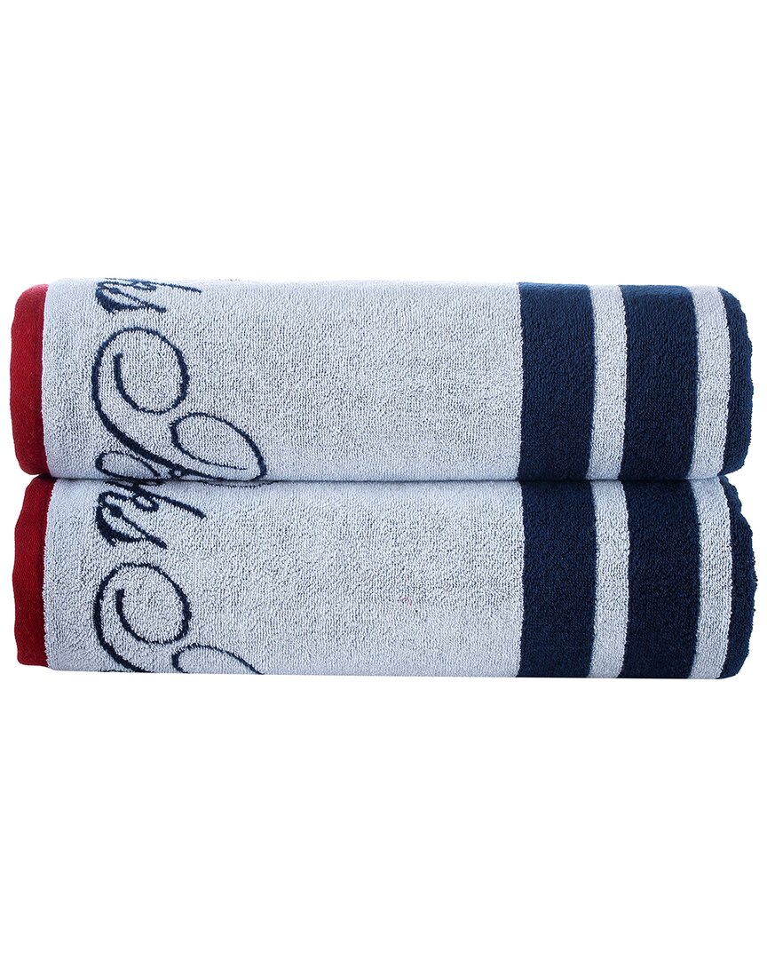 Brooks Brothers Nautical Blanket Stripe 2pc Bath Sheets In White