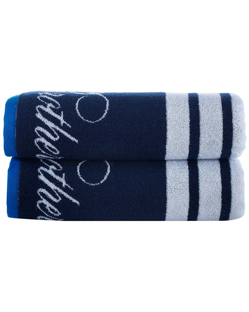 Brooks Brothers Nautical Blanket Stripe 2pc Bath Towels In Navy