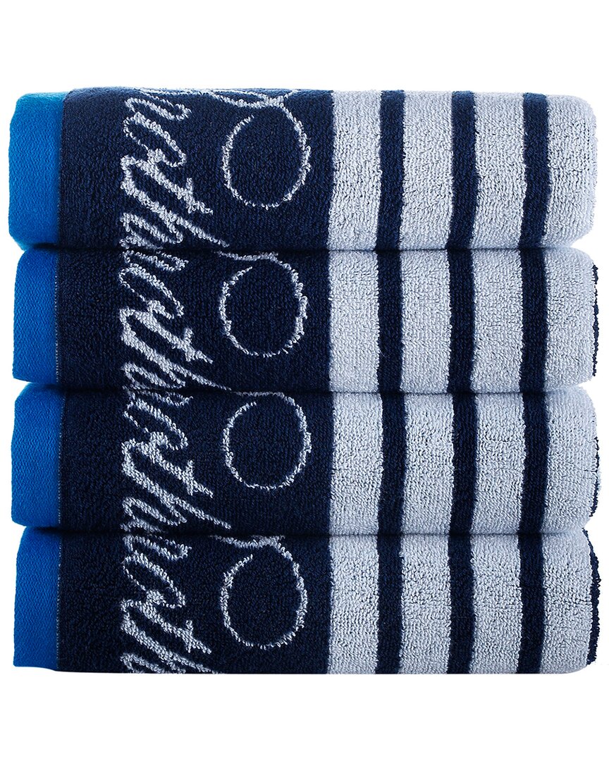 Brooks Brothers Nautical Blanket Stripe 4pc Hand Towels In Navy