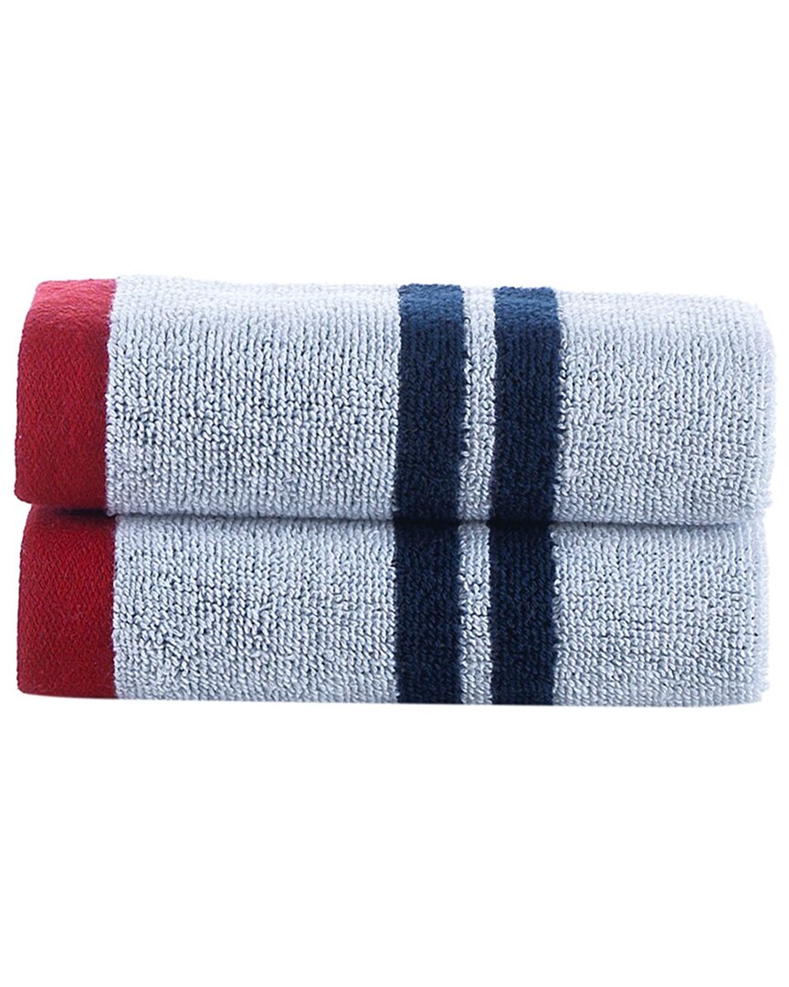 Brooks Brothers Nautical Blanket Stripe 2pc Wash Towels In White