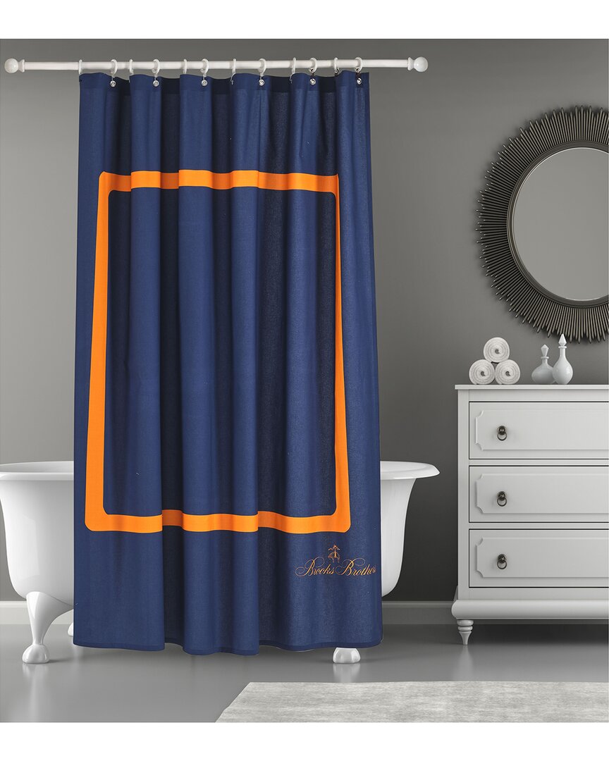 Brooks Brothers Contrast Frame Shower Curtain In Navy