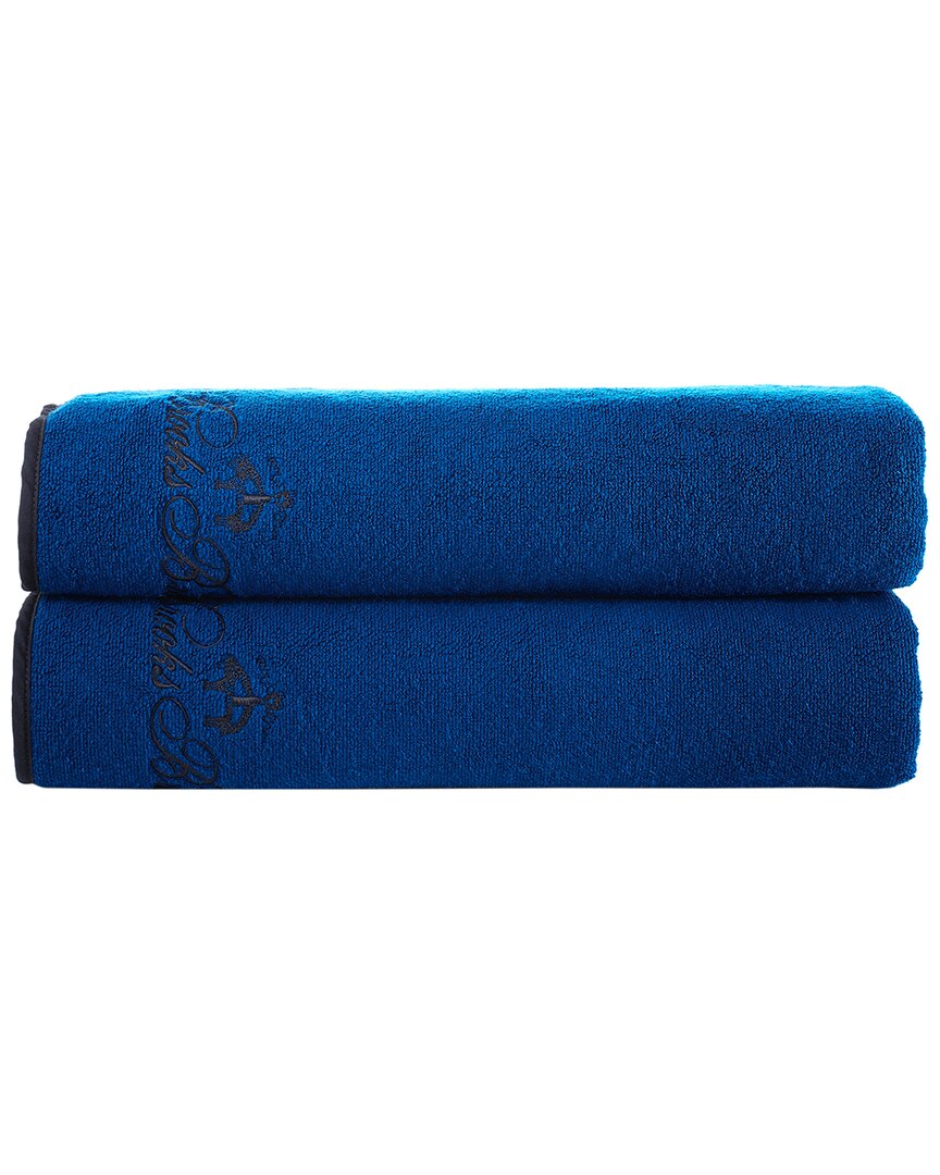 Brooks Brothers Contrast Frame 2pc Bath Sheets In Blue
