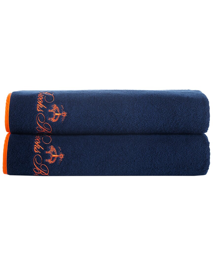 Brooks Brothers Contrast Frame 2pc Bath Sheets In Navy