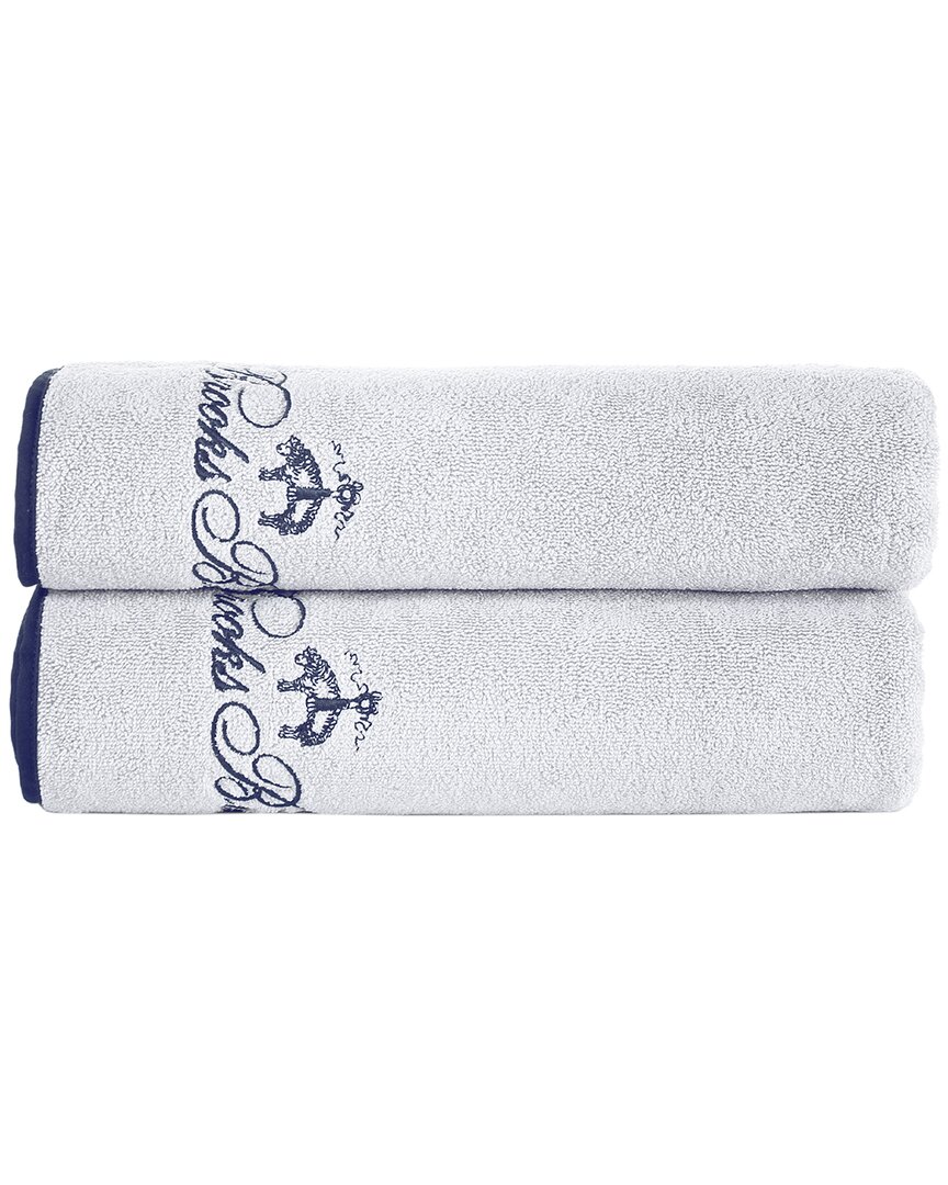 Brooks Brothers Contrast Frame 2pc Bath Towels In Silver