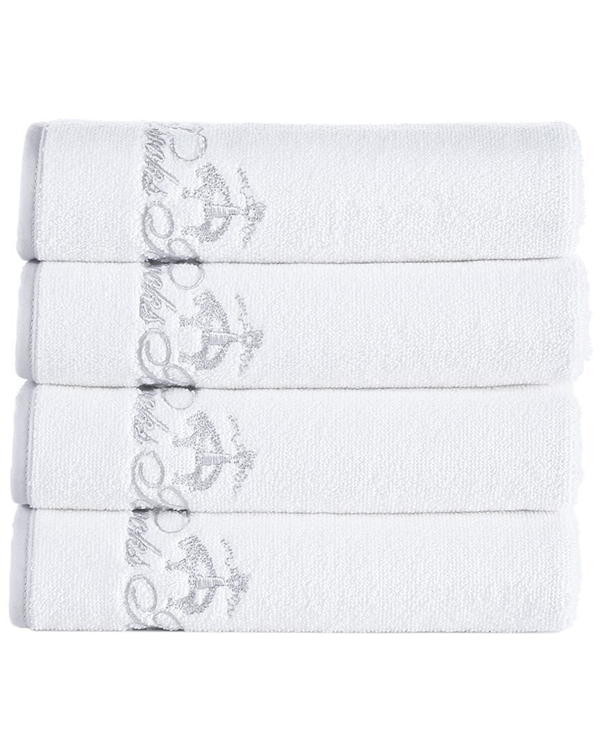 Brooks Brothers Contrast Frame 4pc Hand Towels In White