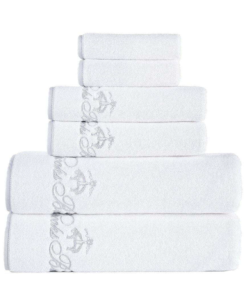Brooks Brothers Contrast Frame 6pc Towel Set In White