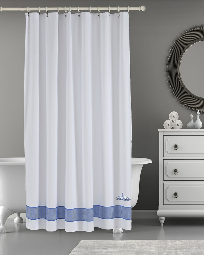Brooks Brothers Fancy Border Shower Curtain In Blue