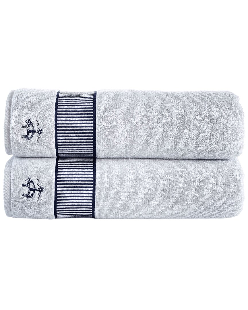 Brooks Brothers Fancy Border 2pc Bath Sheets In Silver