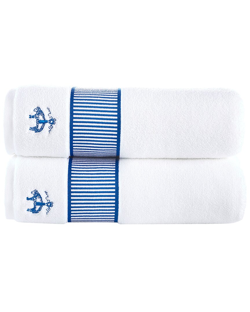 Brooks Brothers Fancy Border 2pc Bath Towels In Blue