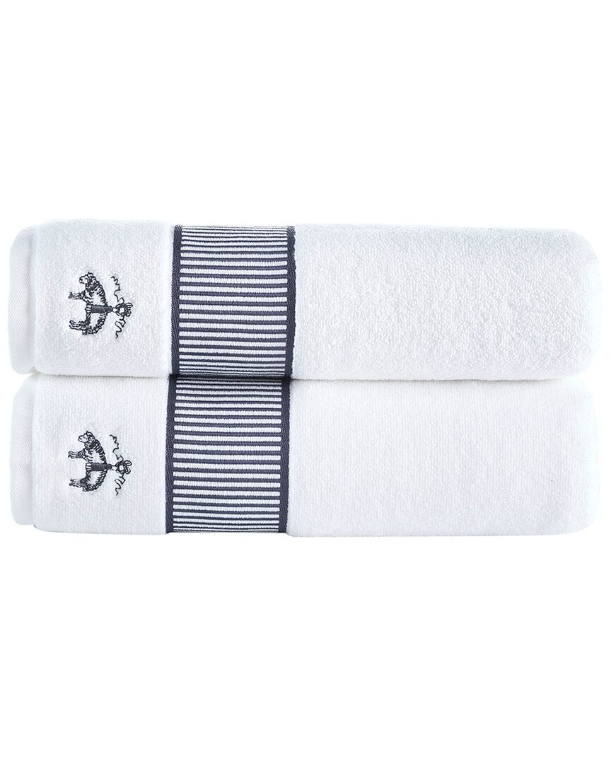 Brooks Brothers Fancy Border 2pc Bath Towels In Silver