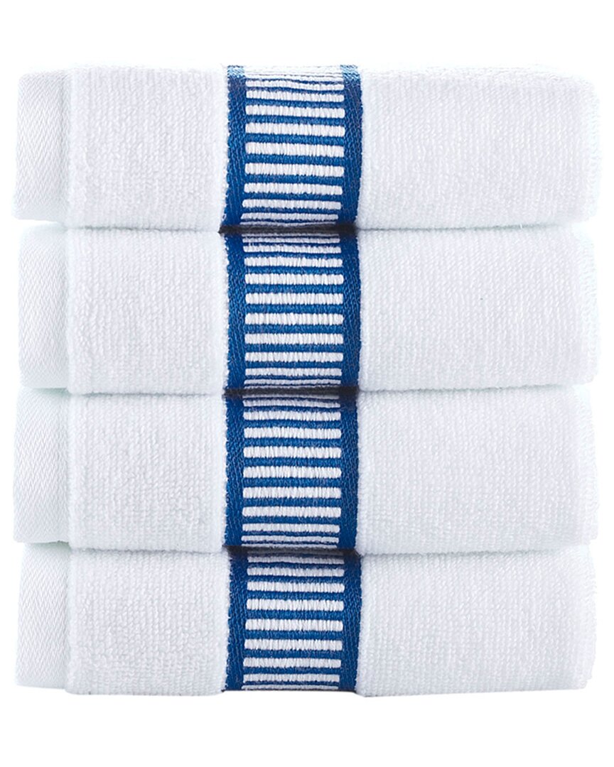 Brooks Brothers Fancy Border 4pc Wash Towels In Blue