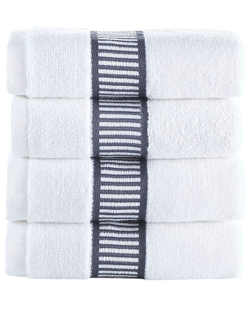 Brooks Brothers Fancy Border 4pc Wash Towels In Gray