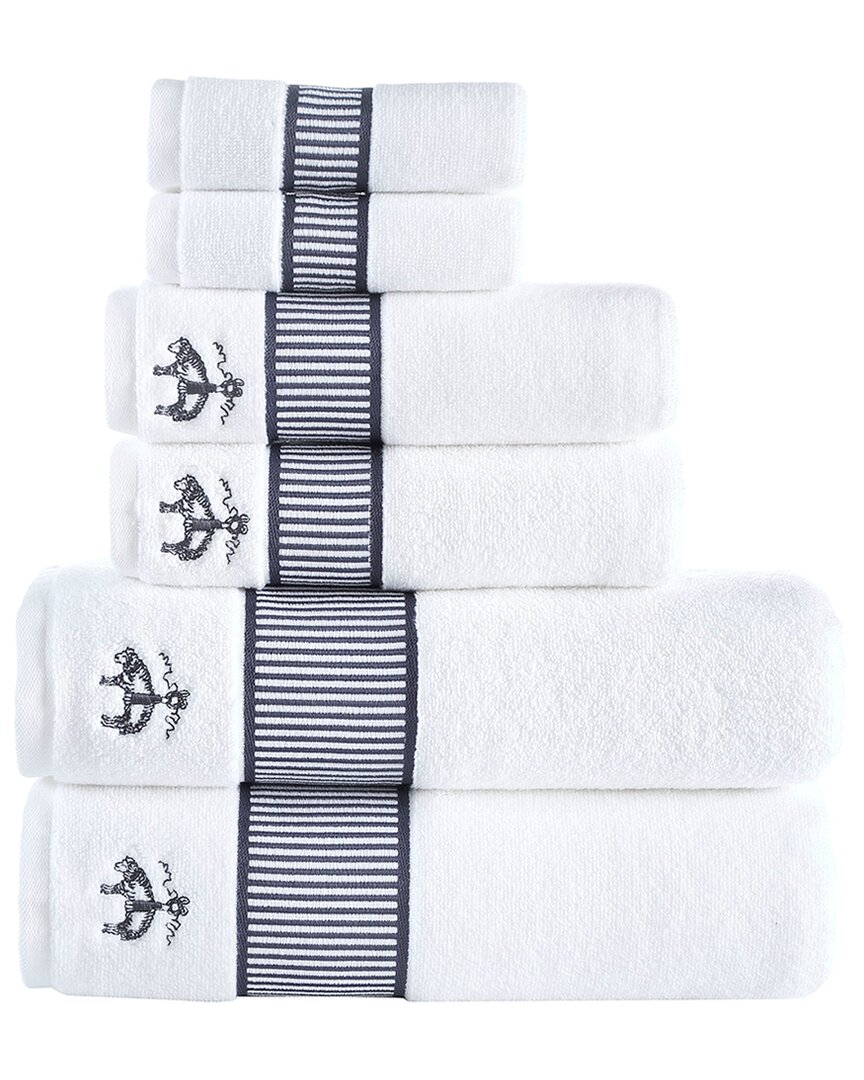 Shop Brooks Brothers Fancy Border 6pc Towel Set In Silver