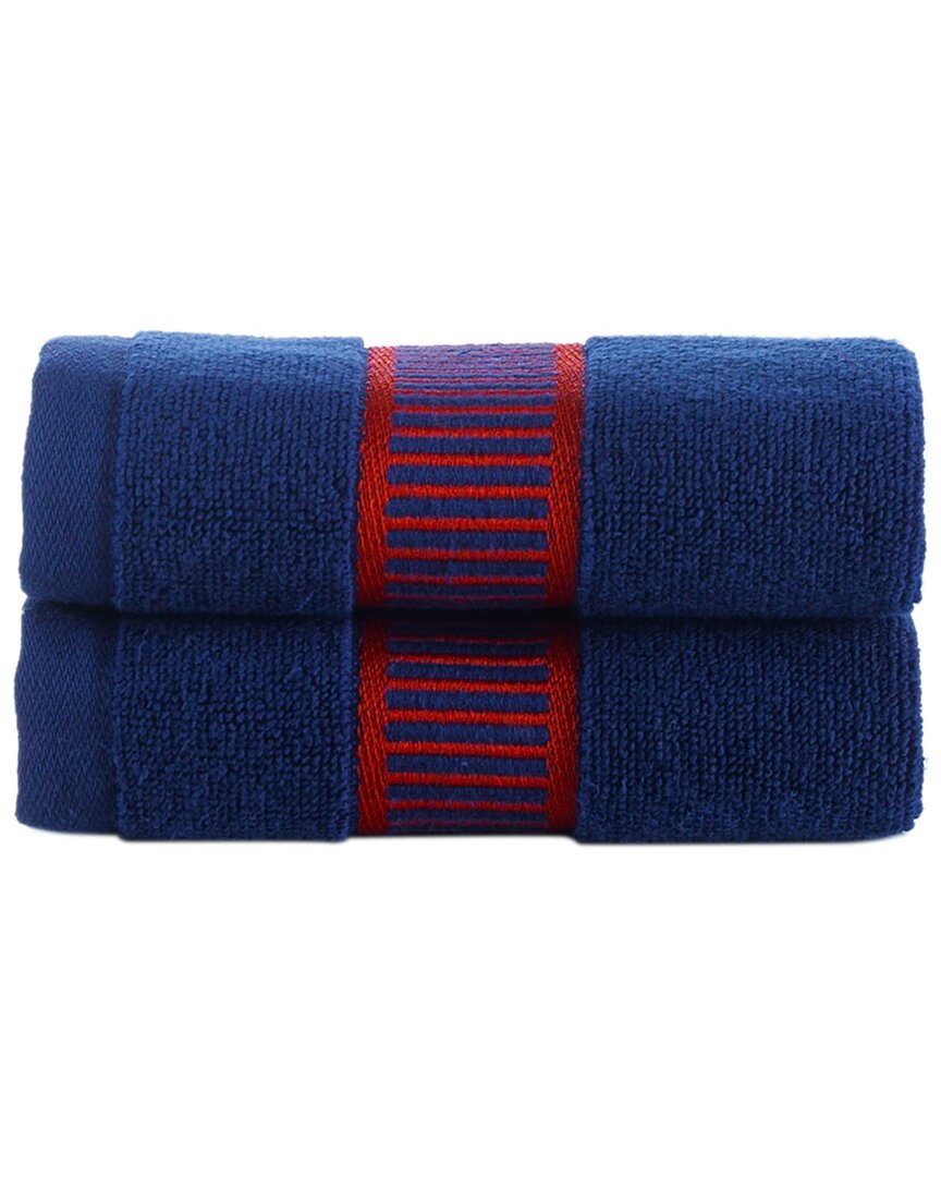 Brooks Brothers Fancy Border 2pc Wash Towels In Blue