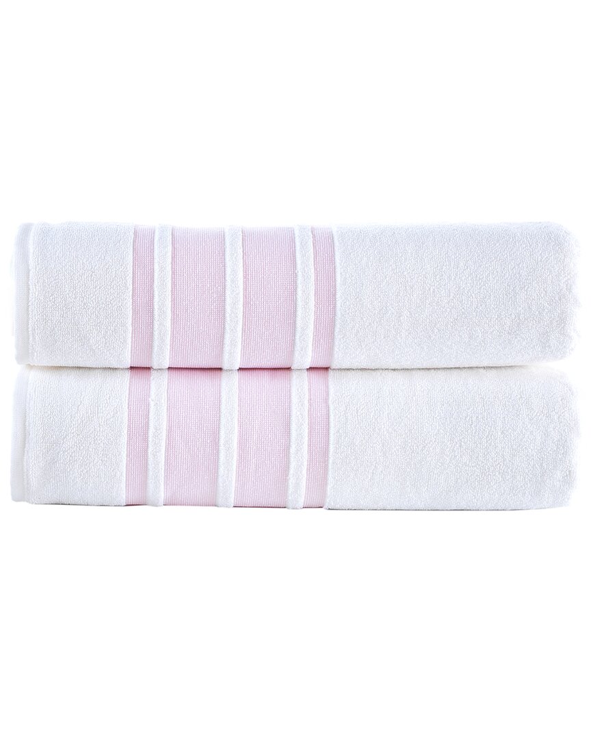Brooks Brothers Contrast Border 2pc Bath Sheets In Pink