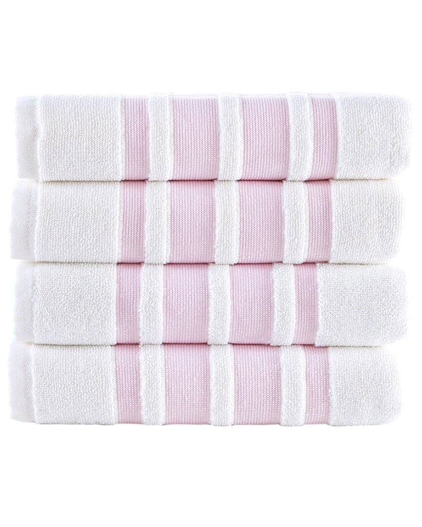 Brooks Brothers Contrast Border 4pc Hand Towels In Pink