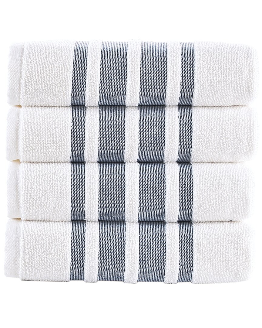 Brooks Brothers Contrast Border 4pc Hand Towels In Navy
