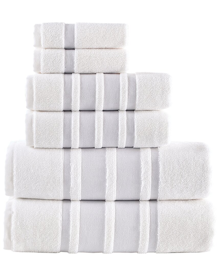 Brooks Brothers Contrast Border 6pc Towel Set In Silver